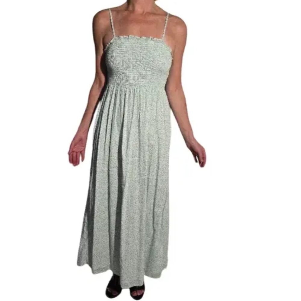 Billabong Women’s Sun’s Out Dress | Mint Green Floral Smocked Maxi Large